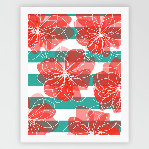 Camelia - Coral + Turquoise
